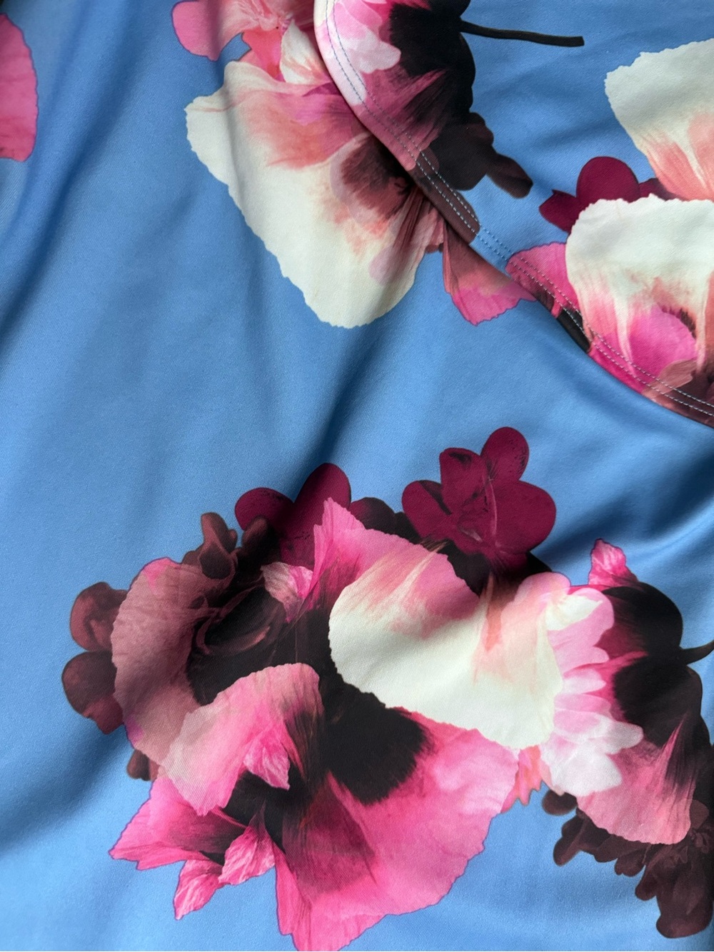 Soprano Blue One-Shoulder Floral Ruffle Dress with Pink Accents - Picture 7 of 13